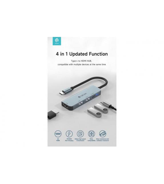 ADATTATORE HUB TYPE-C HDMI USB 3.0+4 IN1
